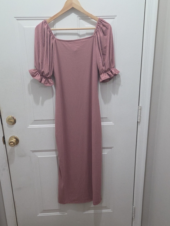 mts Dresses & Skirts - mts Dusty Rose Maxi Dress with Square Neckline & Puff Sleeves L